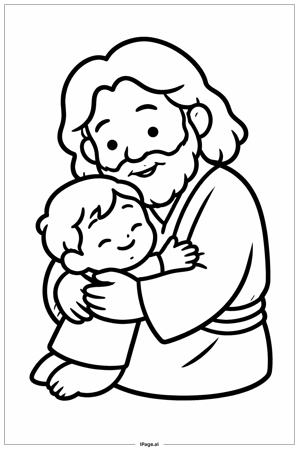 의심 많은 도마가 아이를 안는 모습