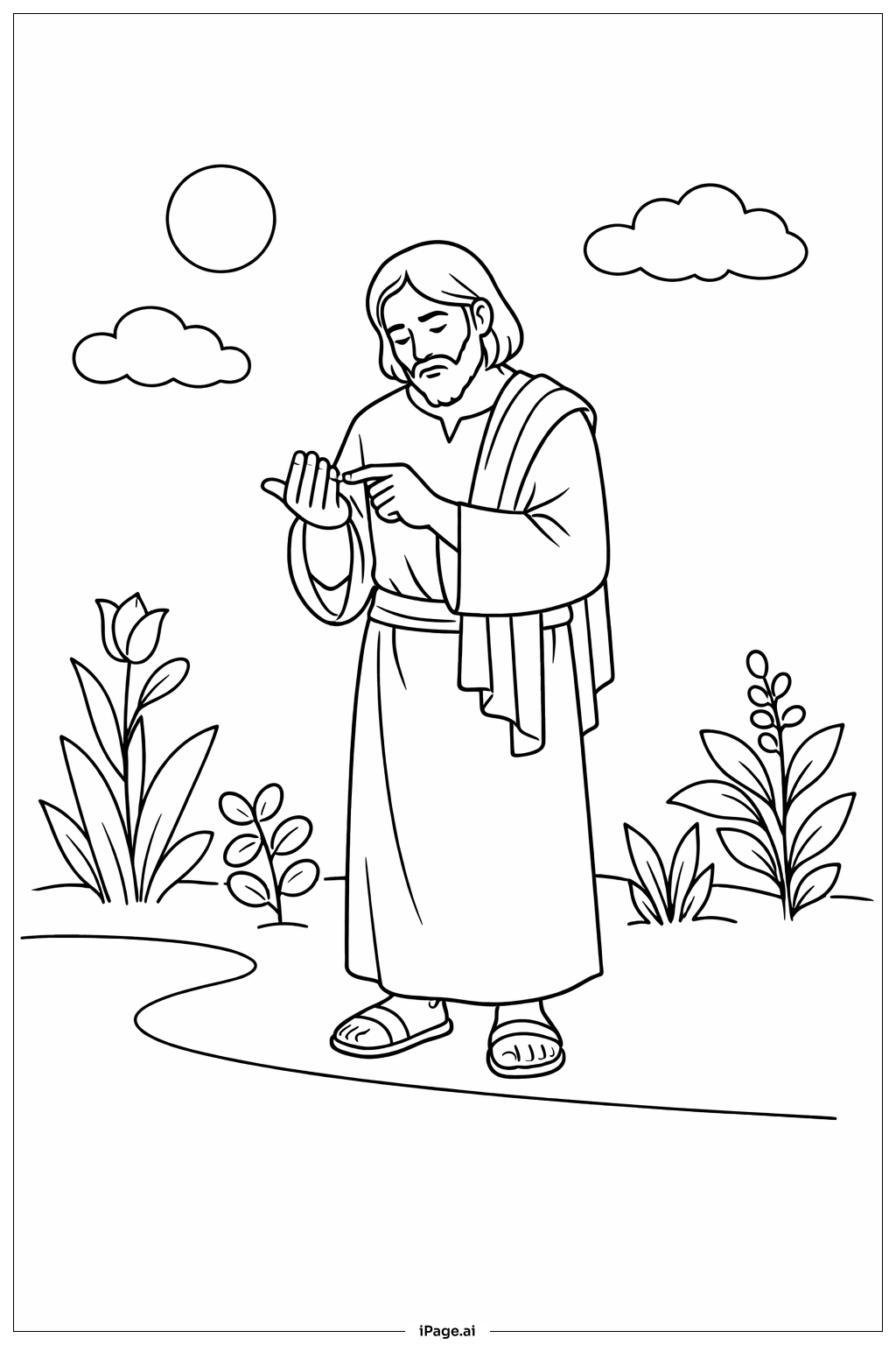  Doubting Thomas In Garden Encounter Coloring Page 