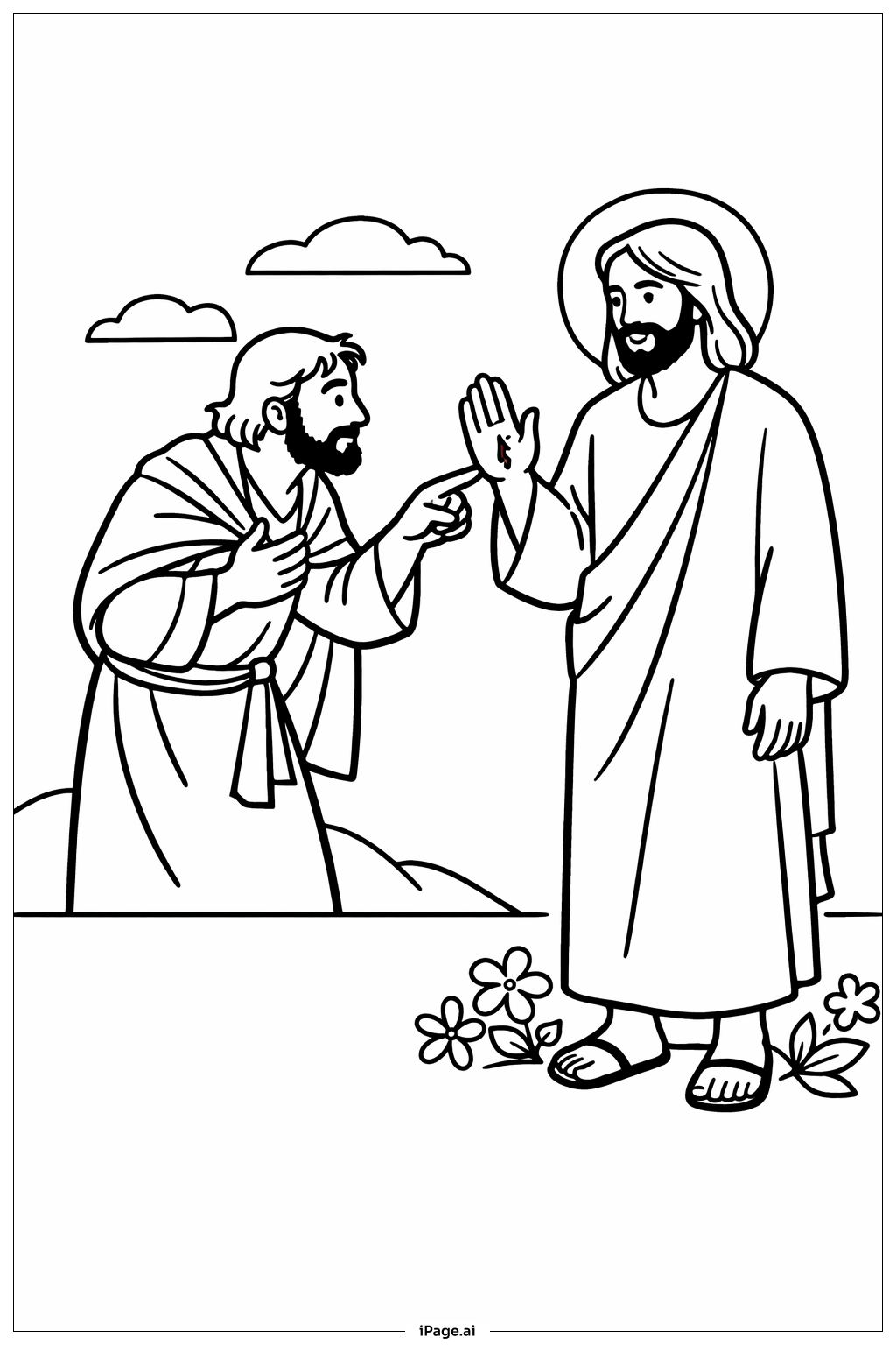  怀疑的多马见到马利亚填色页 