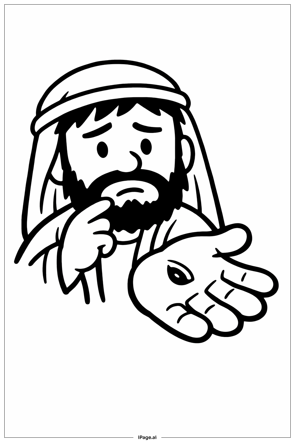  의심하는 도마 펼친 손바닥 색칠공부 페이지 