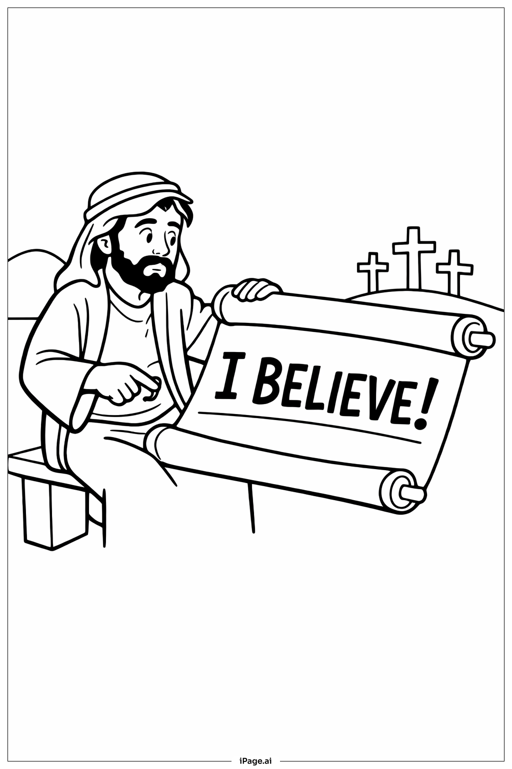  Página para colorir de Tomé Duvideiro Lendo Pergaminho 