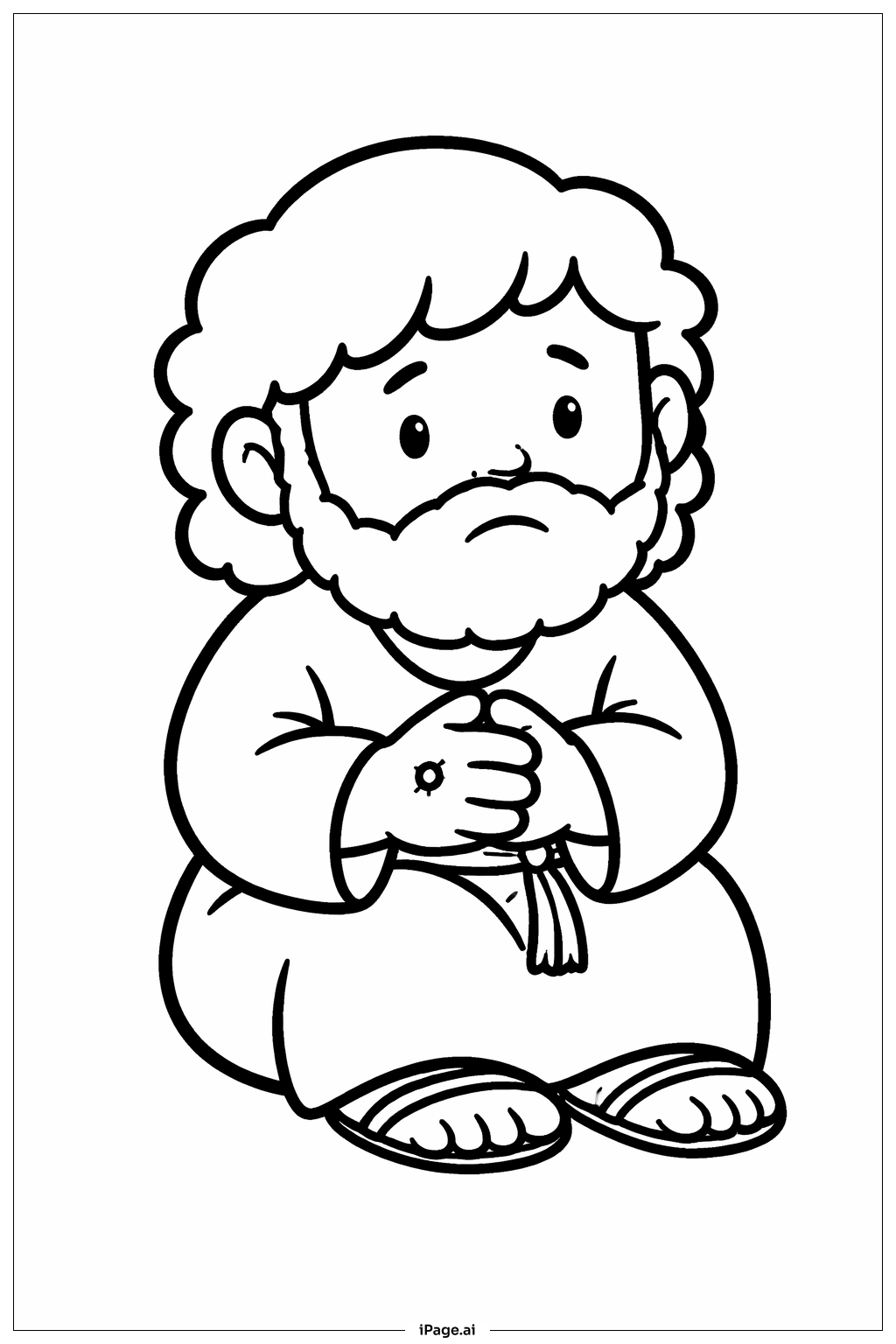 Tomé duvidoso sentado calmamente