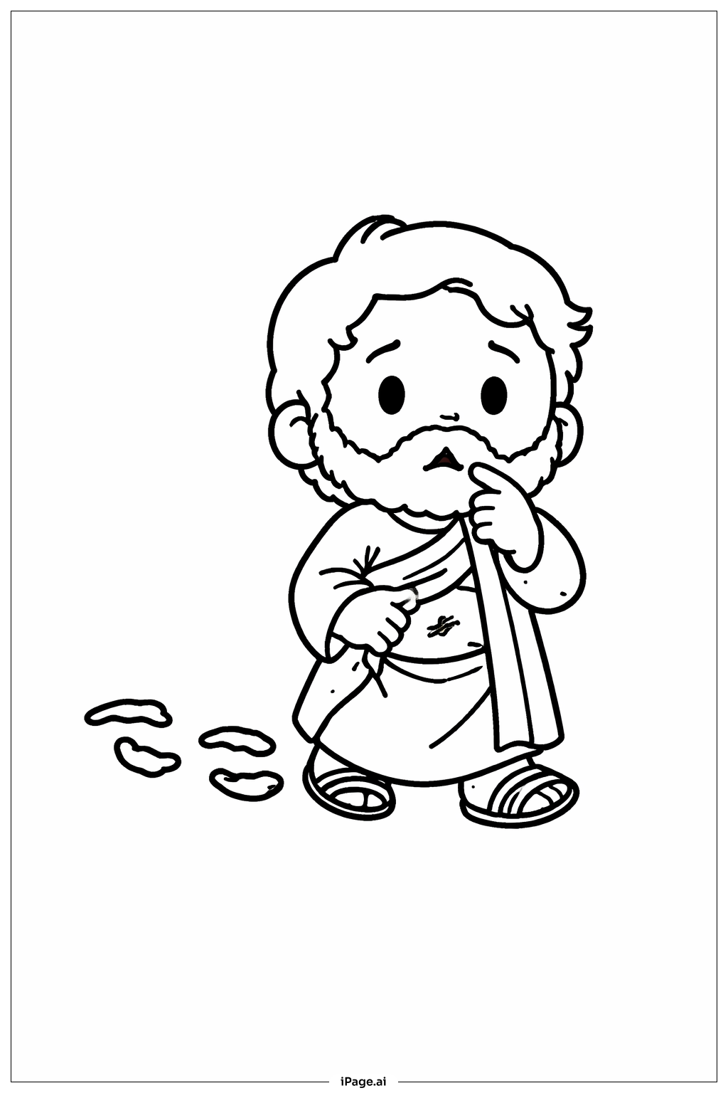  의심 많은 도마 작은 발자국 색칠공부 페이지 