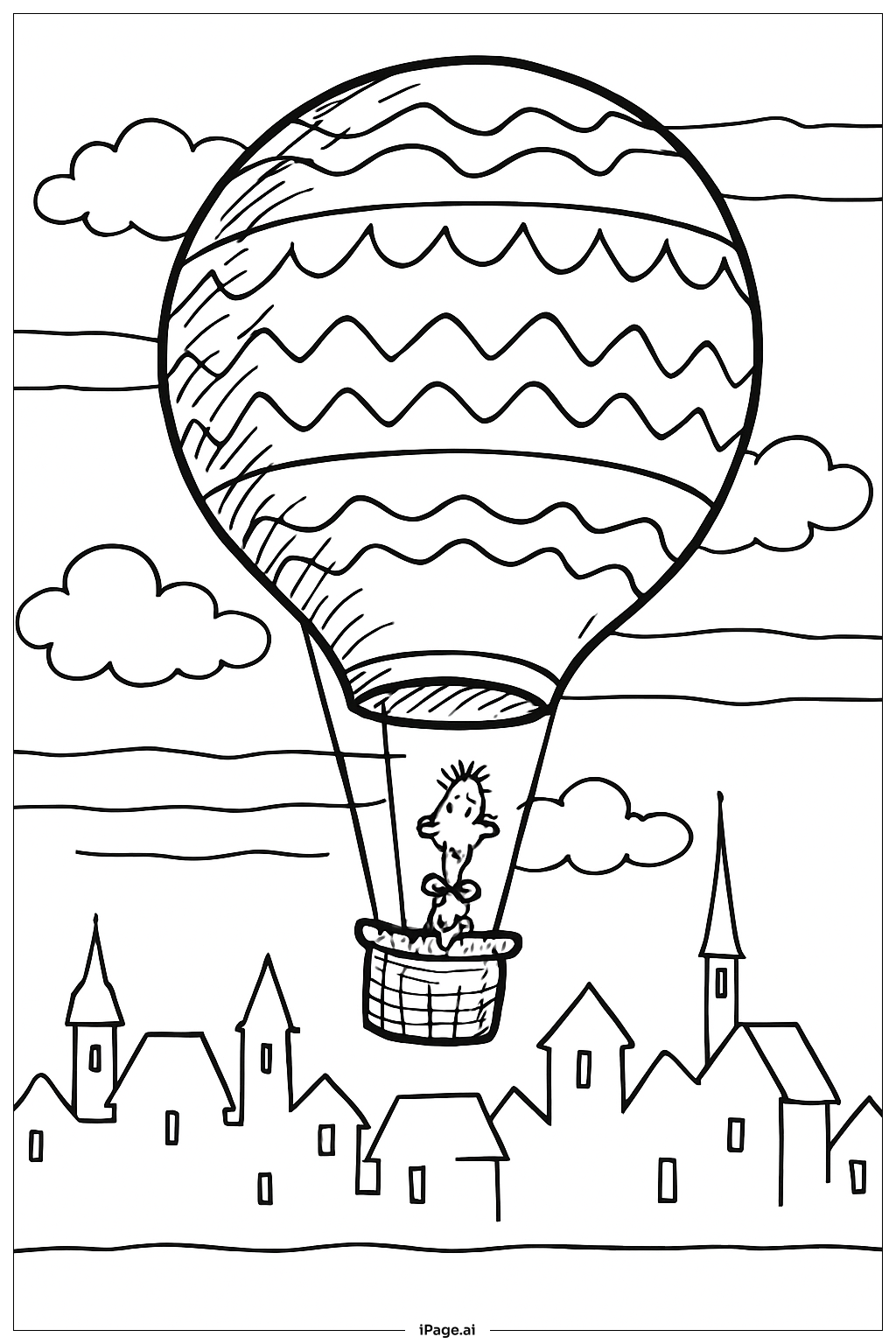  Dr Seuss Balloon Ride Over Town Coloring Page 