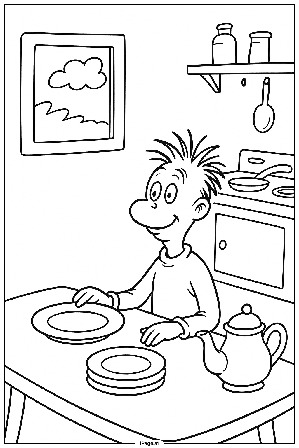  Dr Seuss Busy Kitchen Scene Coloring Page 