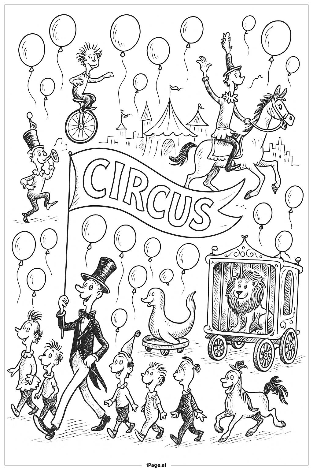  Dr Seuss Circus Parade Scene Coloring Page 
