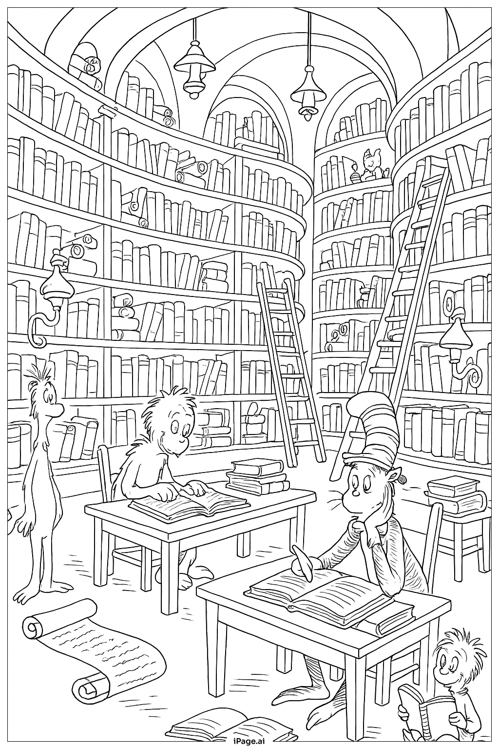  Dr Seuss Grand Library Interior Coloring Page 