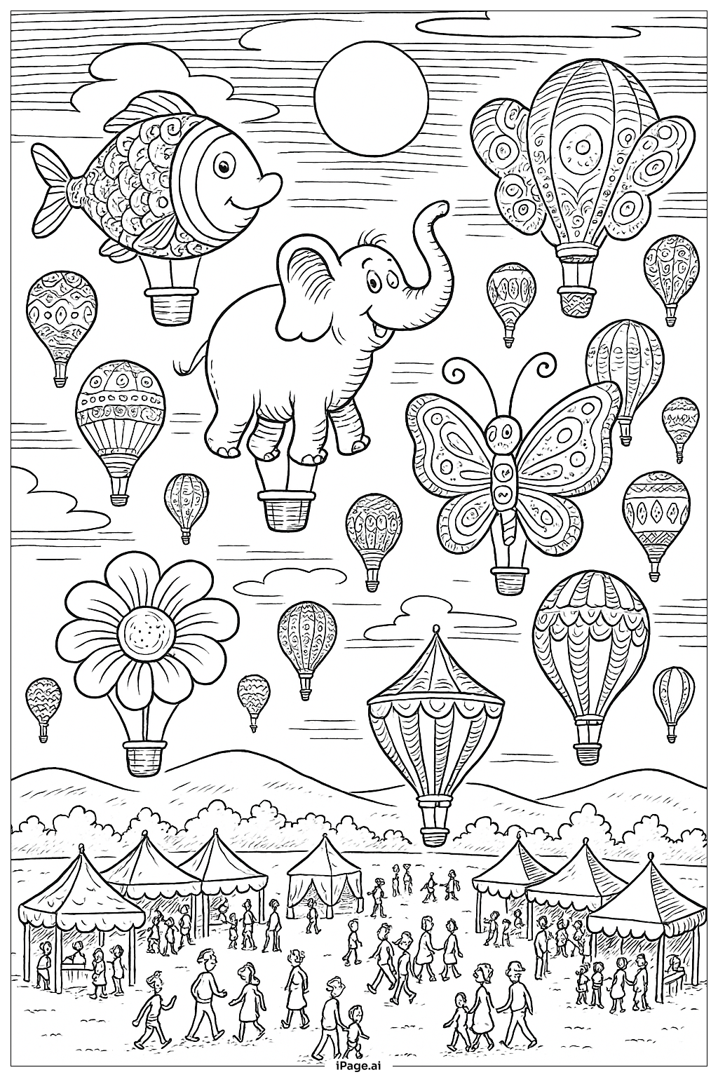  Dr Seuss Moonlight Balloon Festival Coloring Page 