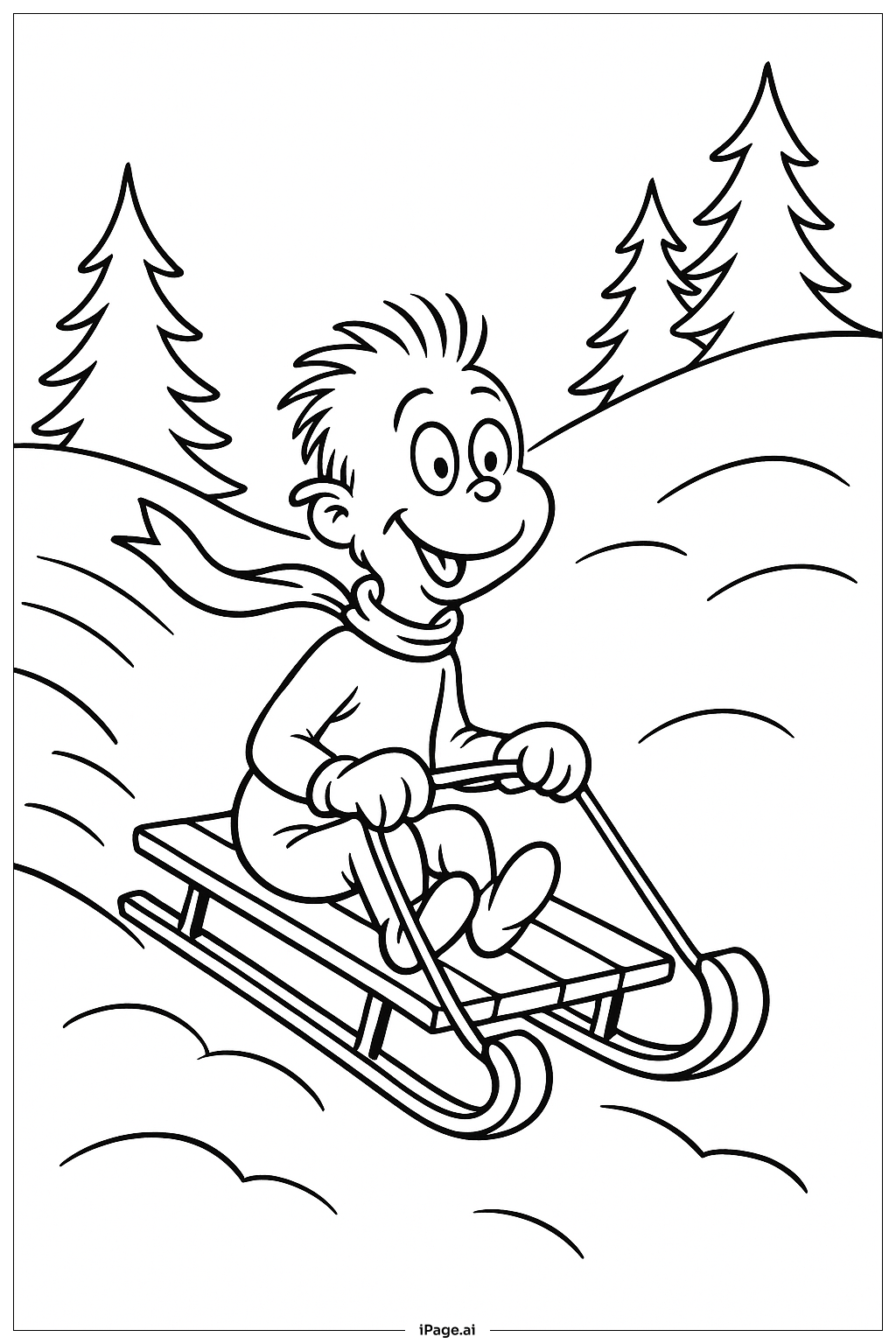  Dr Seuss Sled On Snow Coloring Page 