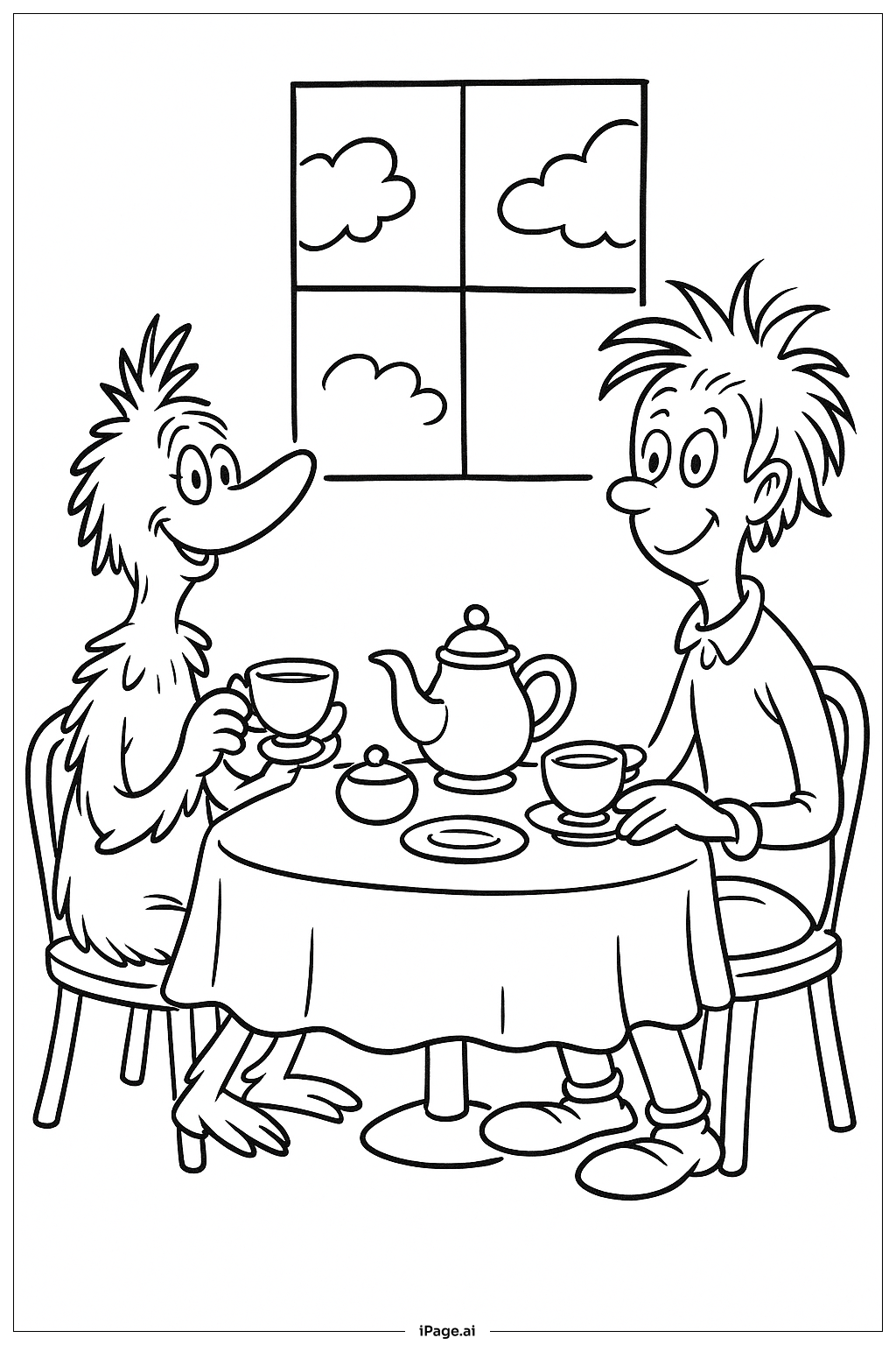 Dr Seuss Tea Party Scene Coloring Page 