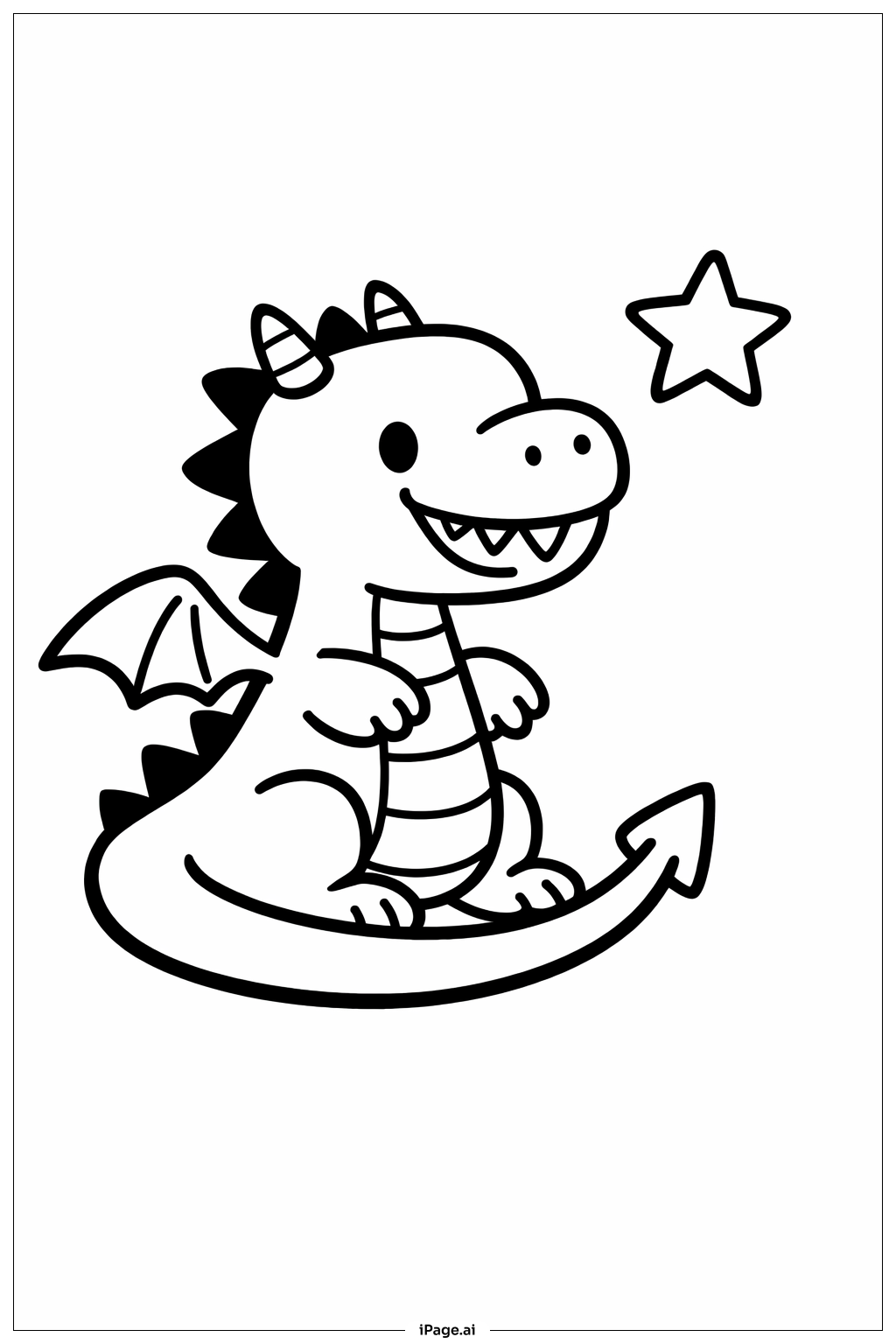  Página para colorir de Dragão e Estrela 