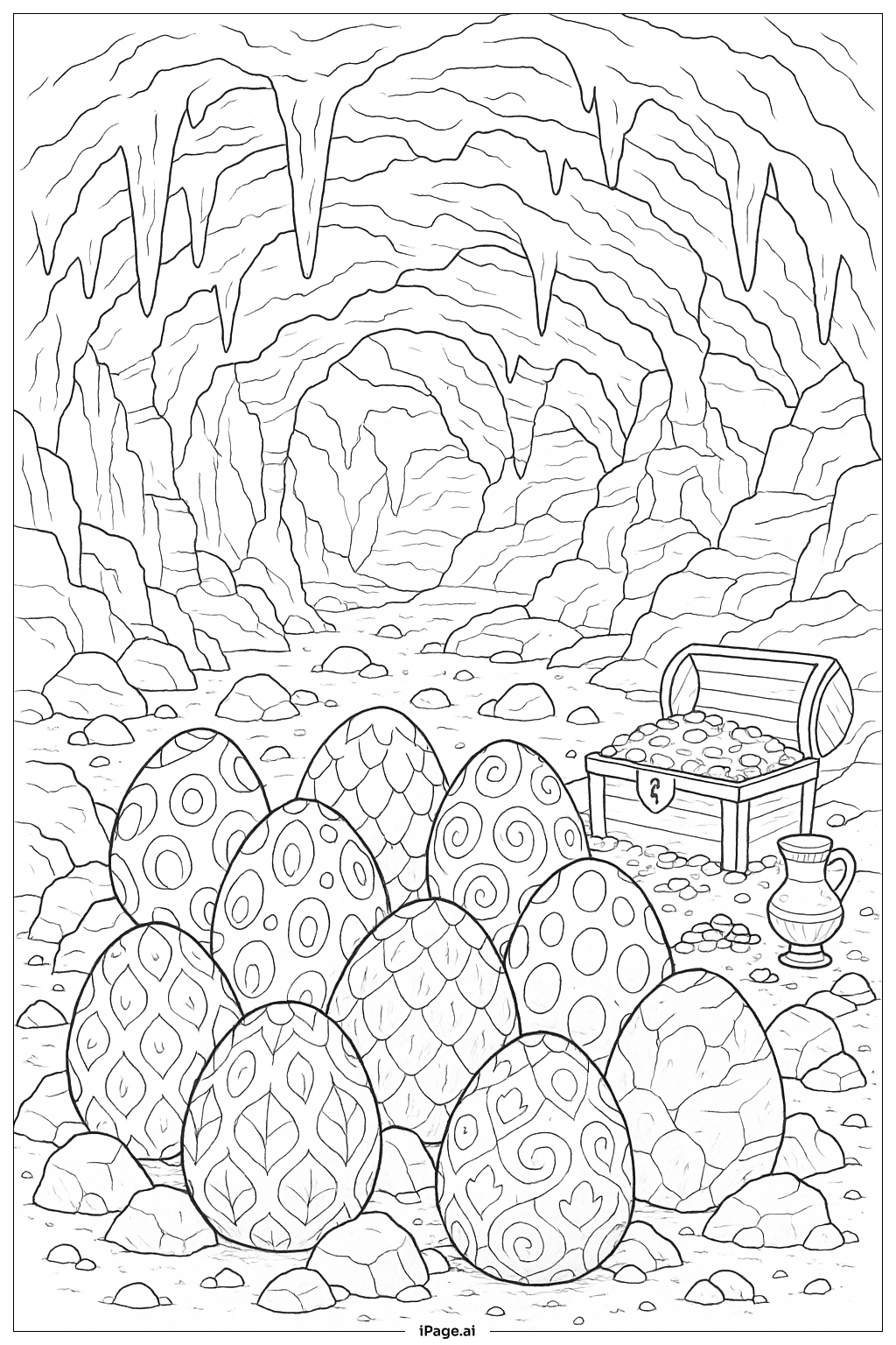 Dragon Egg Cave Coloring Page