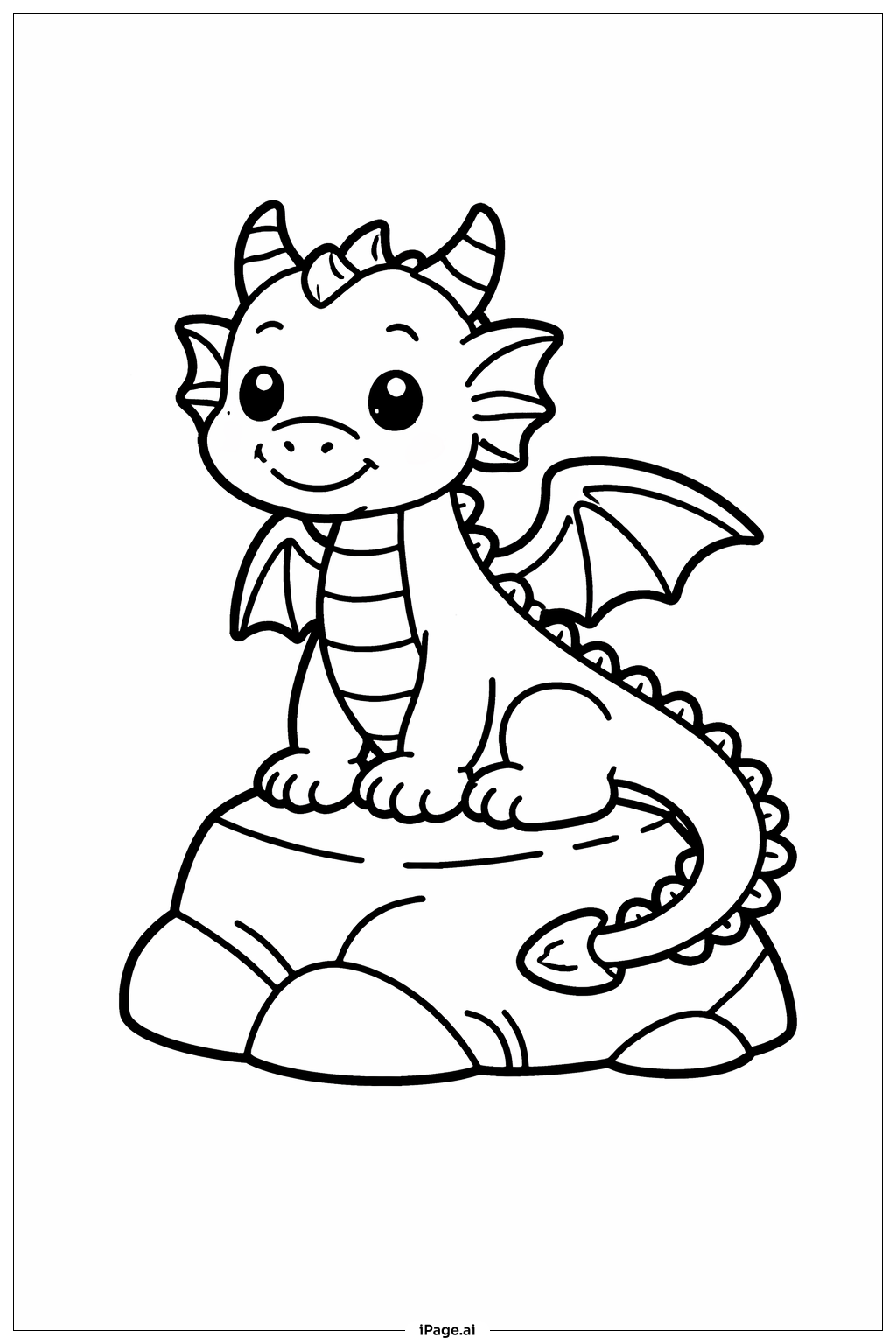  Página para colorir de Dragão na Rocha 