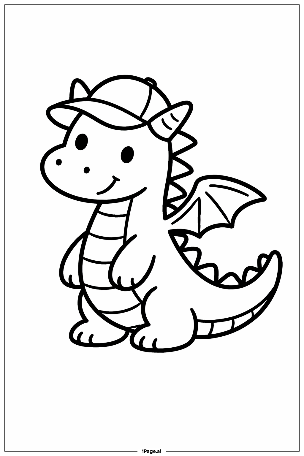  Página para colorir de Dragão Usando Chapéu 