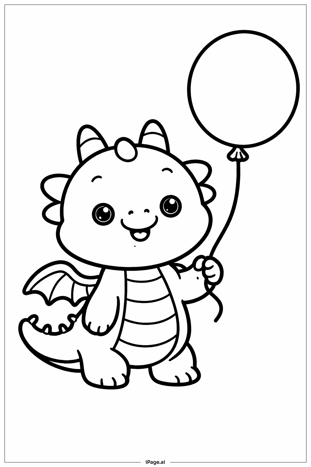  Página para colorir de Dragão com Balão 