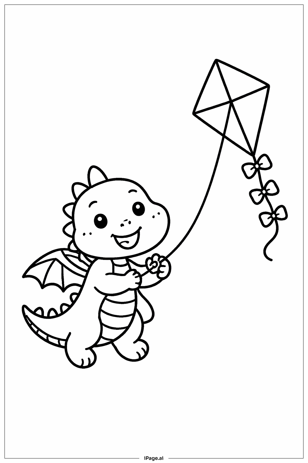  Página para colorir de Dragão com Pipa 