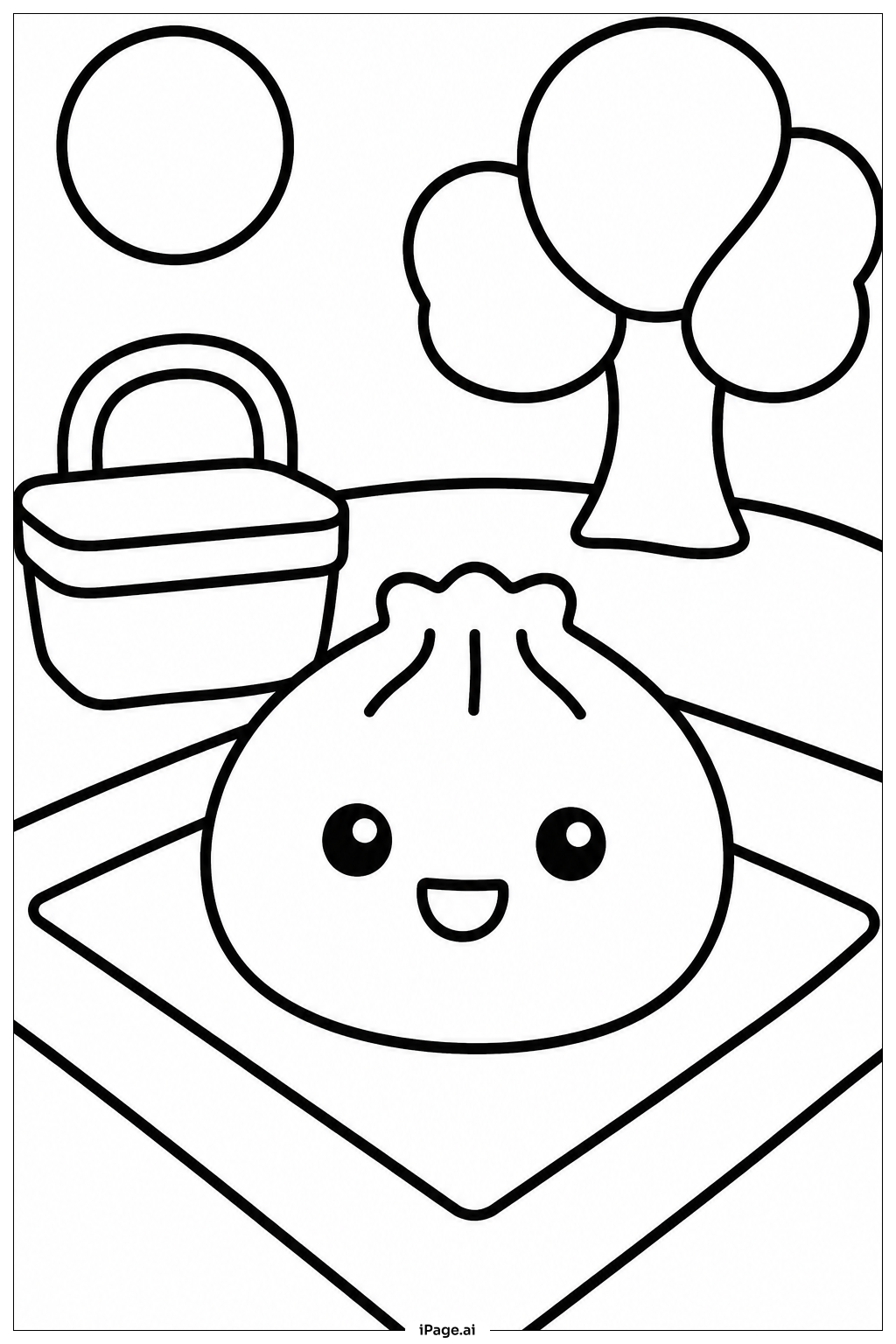  Page de coloriage Dumpling Squishy Au Pique-nique 
