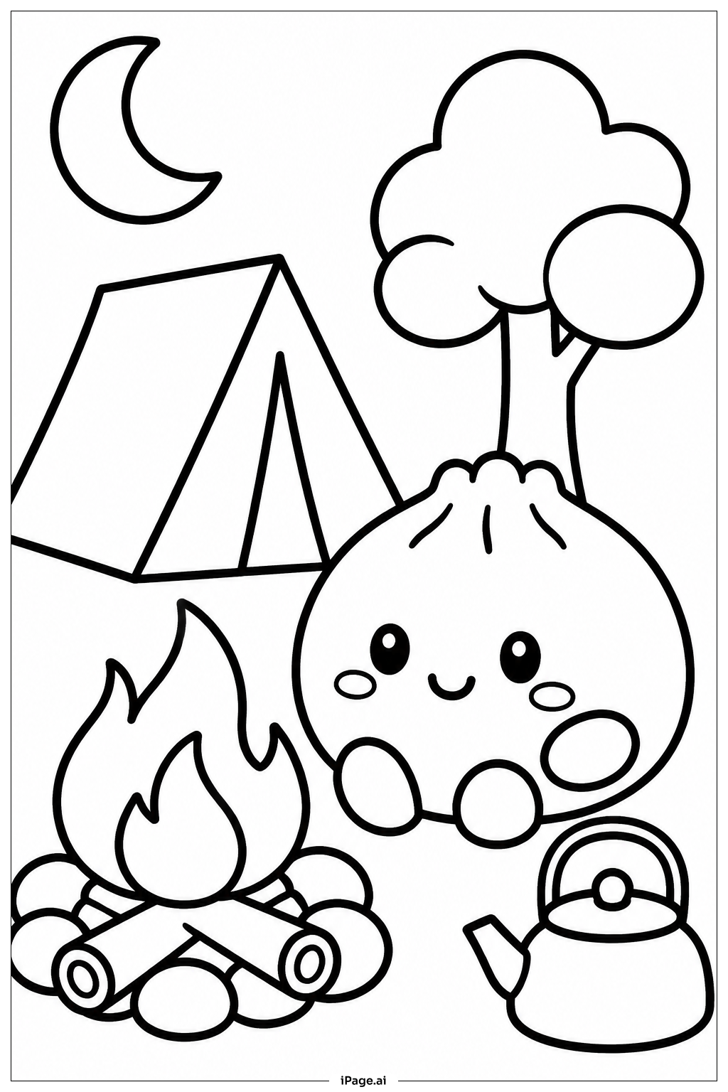 Page de coloriage Dumpling Squishy Camping 