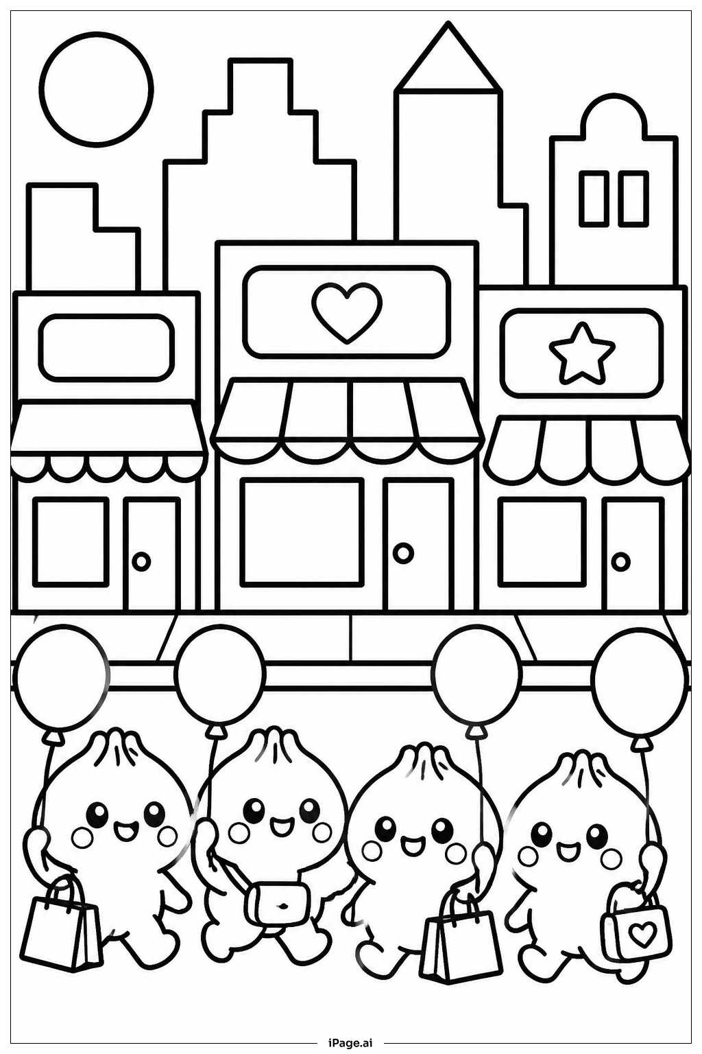 Dumpling Squishy City Street 색칠공부 페이지