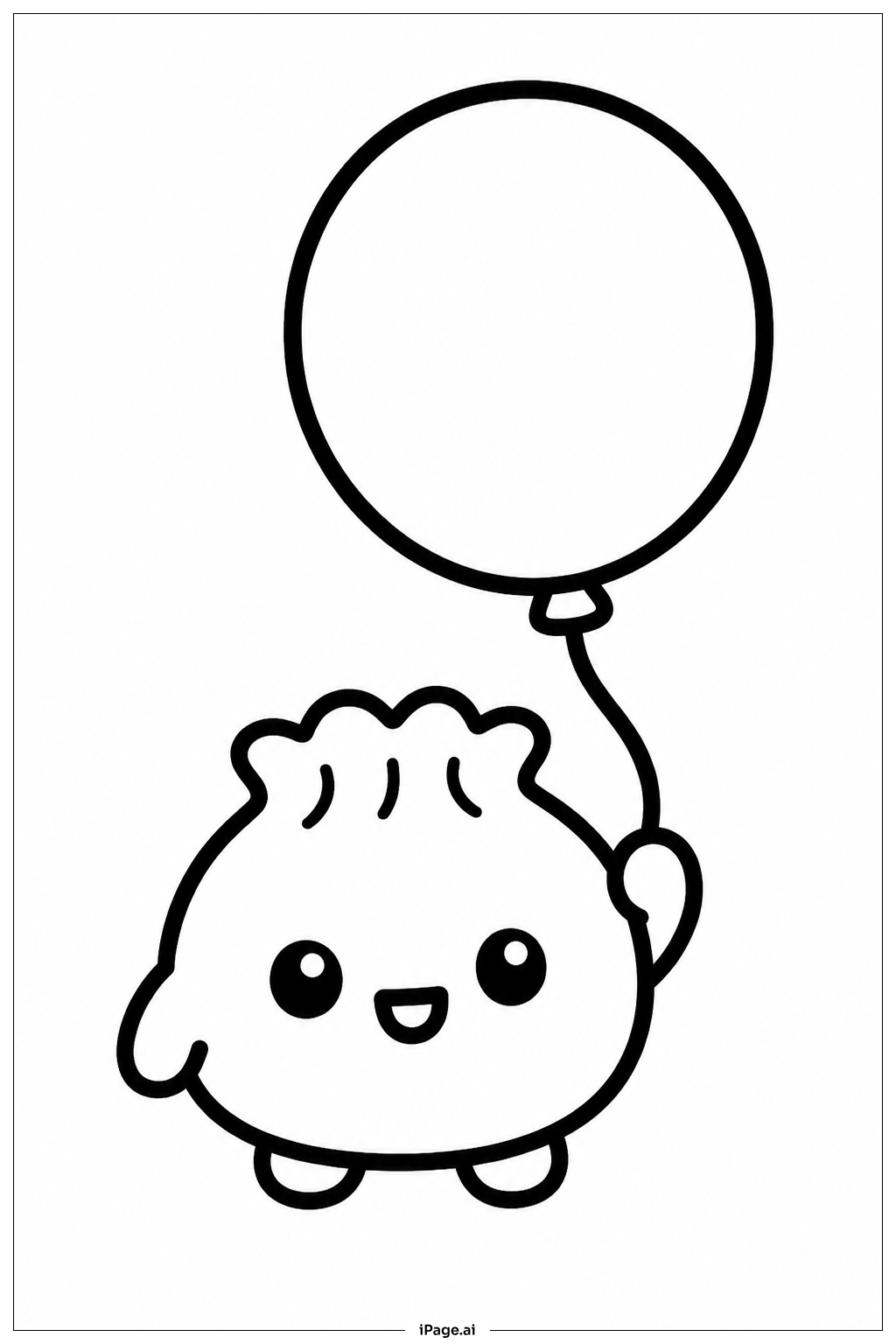  Dumpling Squishy Holding Balloon Coloring Page 