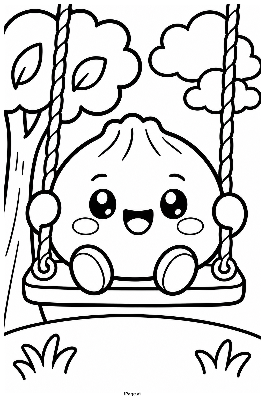  Page de coloriage Dumpling Squishy On Swing 