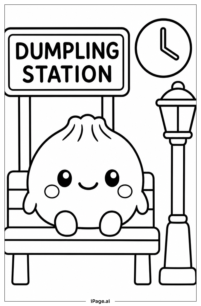  Page de coloriage Dumpling Squishy Dans Le Train 
