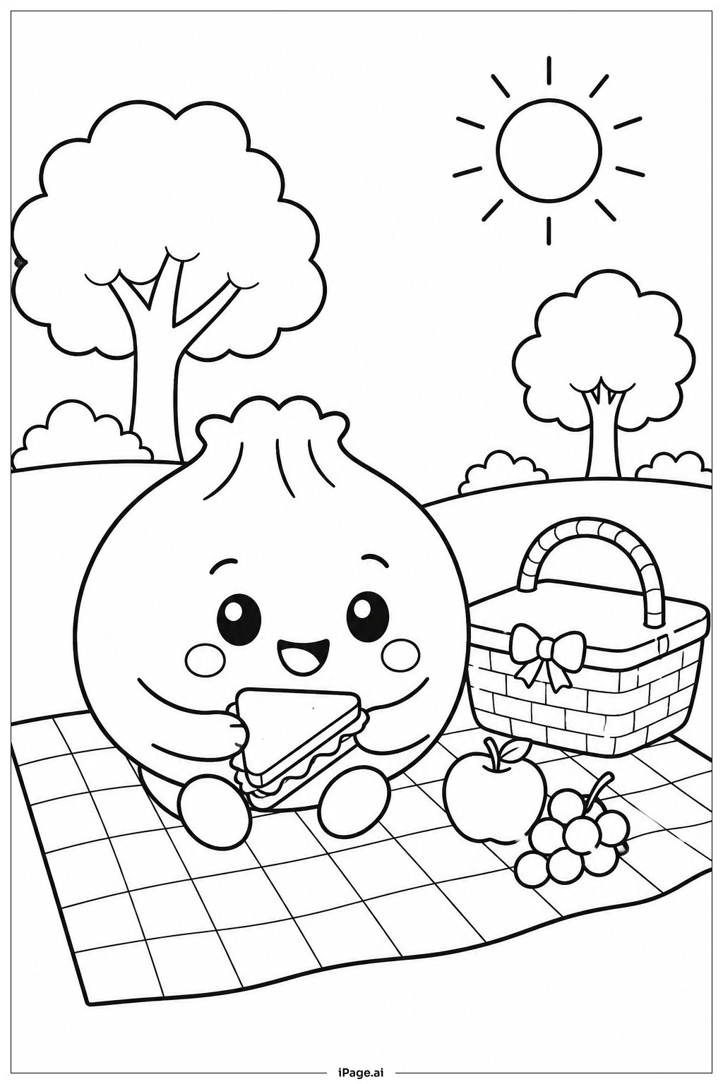  Dumpling Squishy Picknickszene Ausmalseite 