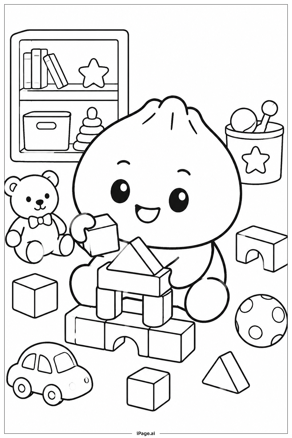  Dumpling Squishy Playing With Blocks Ausmalseite 