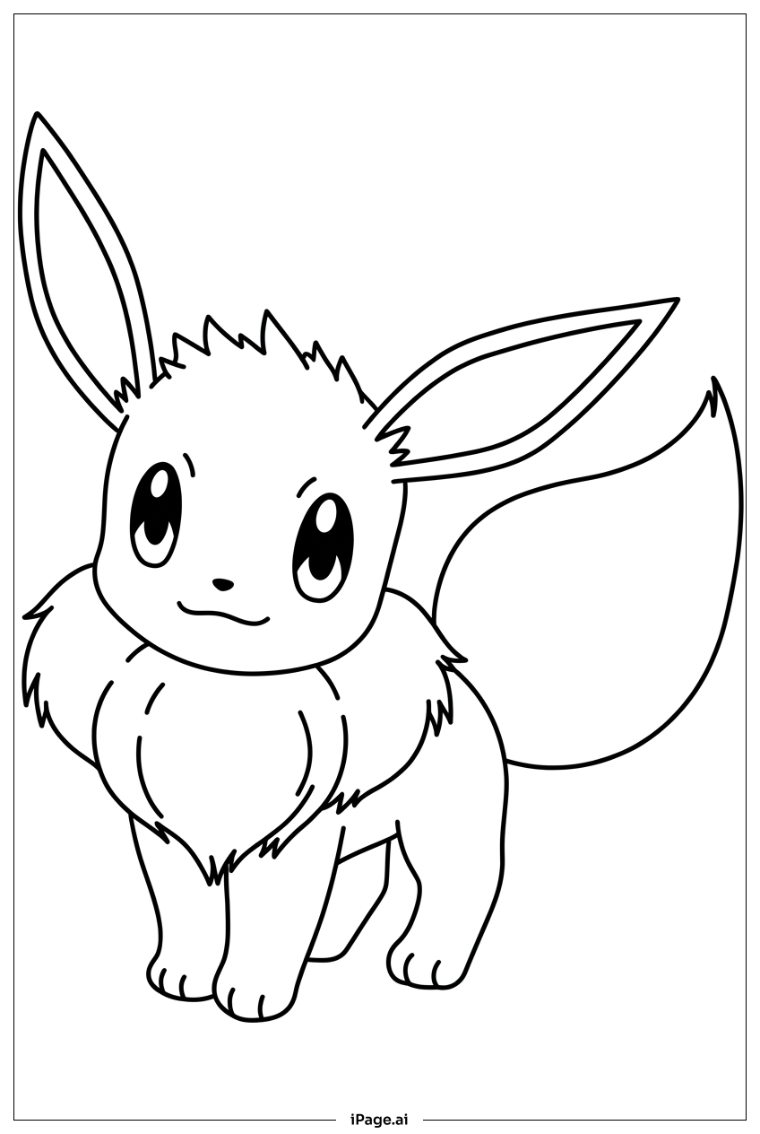  伊布溫柔微笑著，眼睛明亮閃耀著色頁 