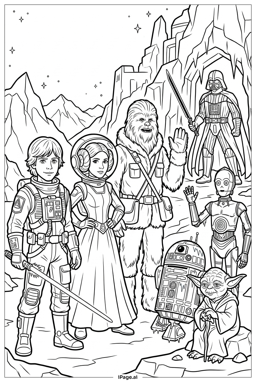  Star Wars expedition near icy mountain cave Coloring Page 