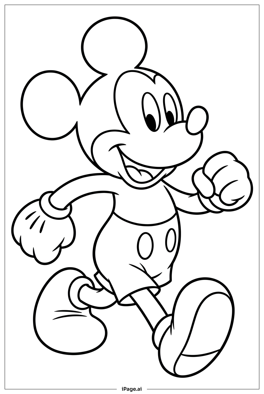 Micky Maus beim fröhlichen Joggen Ausmalseite