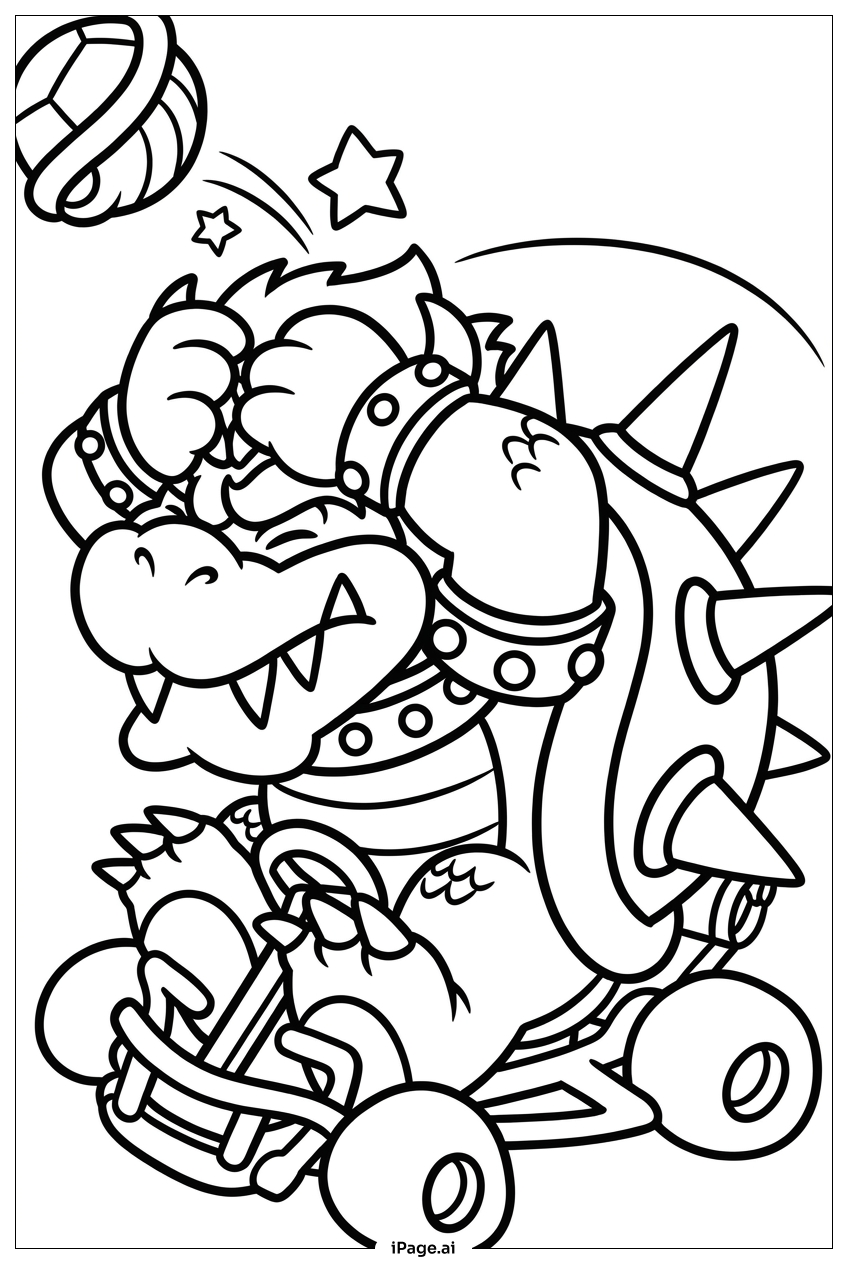 Bowser marches forward leading loyal Koopa troops Coloring Page