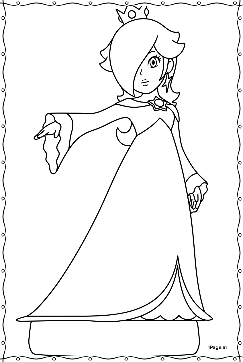  Rosalina Figurine Pose On Display Base Coloring Page 