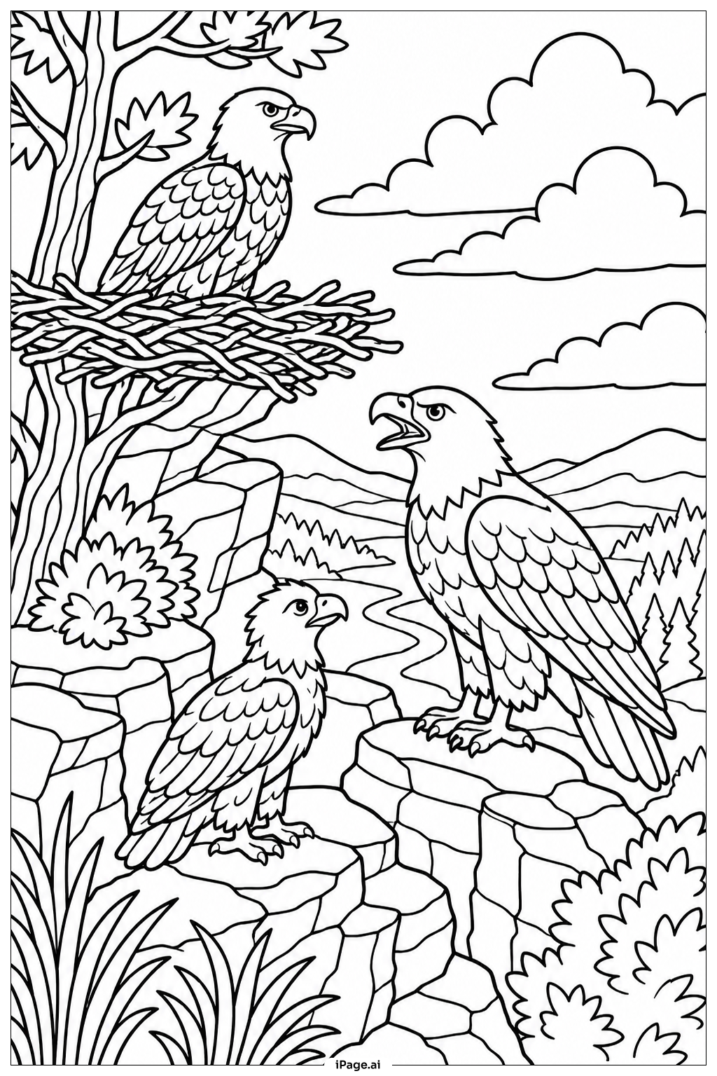 Page de coloriage Famille Faucon du Rocher