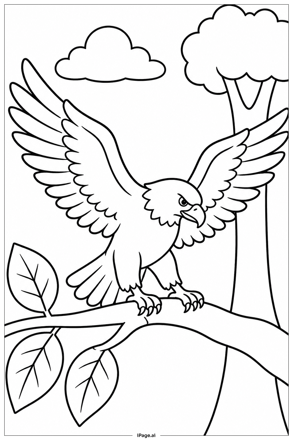 Eagle Landing Branch Coloring Page