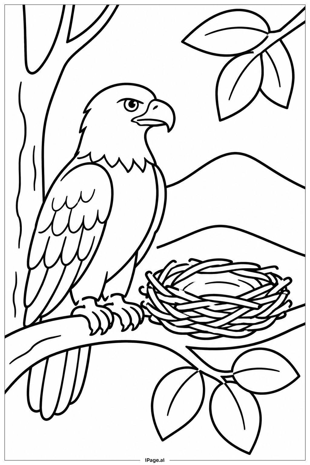 Eagle Nest Scene Coloring Page