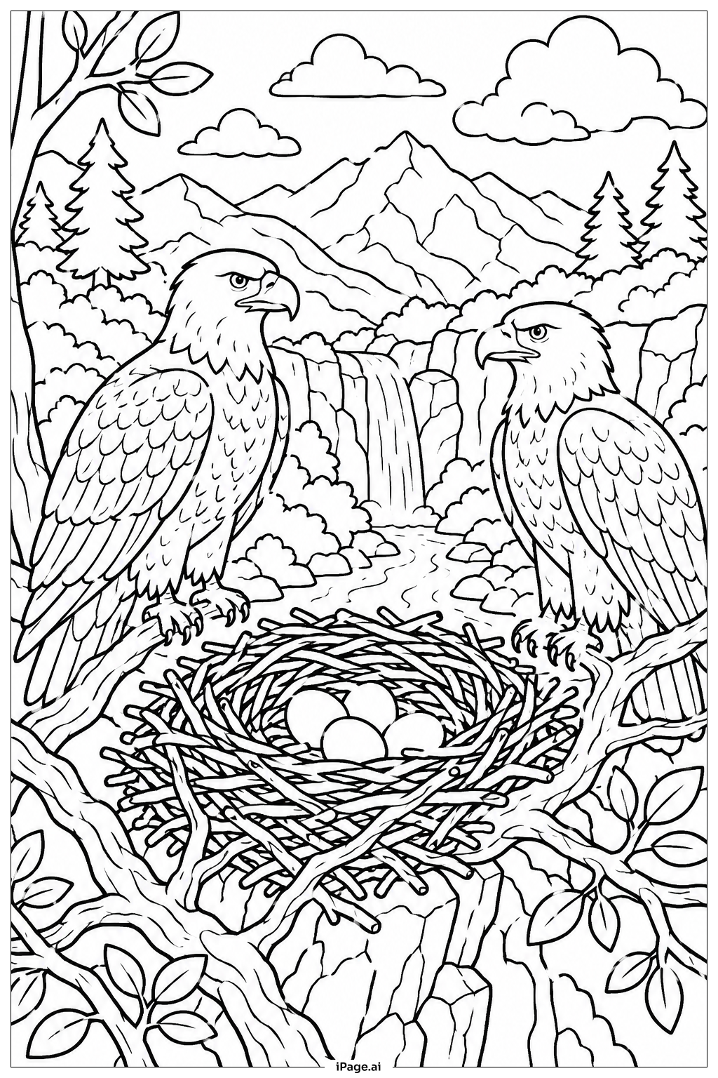 Eagle Nest Watch Coloring Page