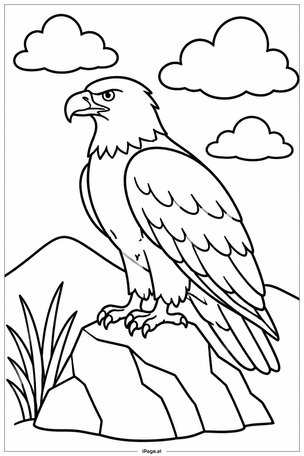 Página para colorear de Águila sobre una roca