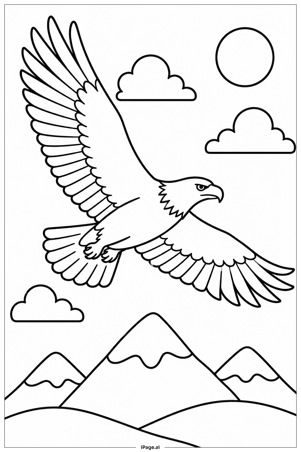 Eagle Soaring Sky Coloring Page