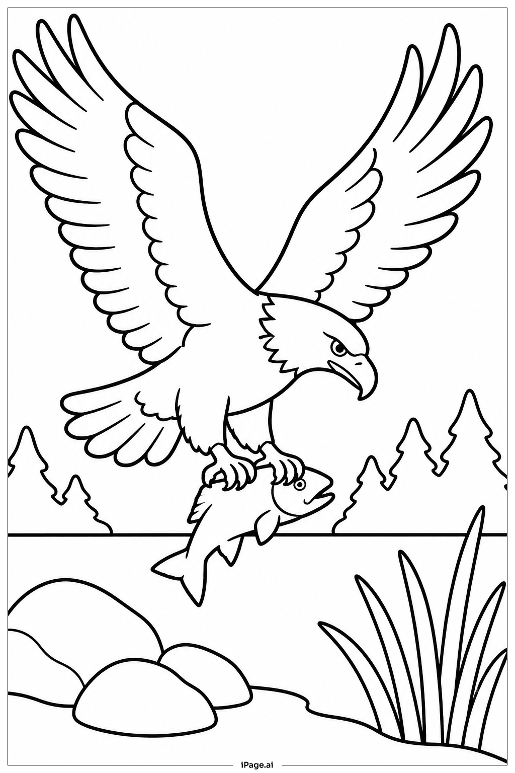 Eagle With Fish Coloring Page