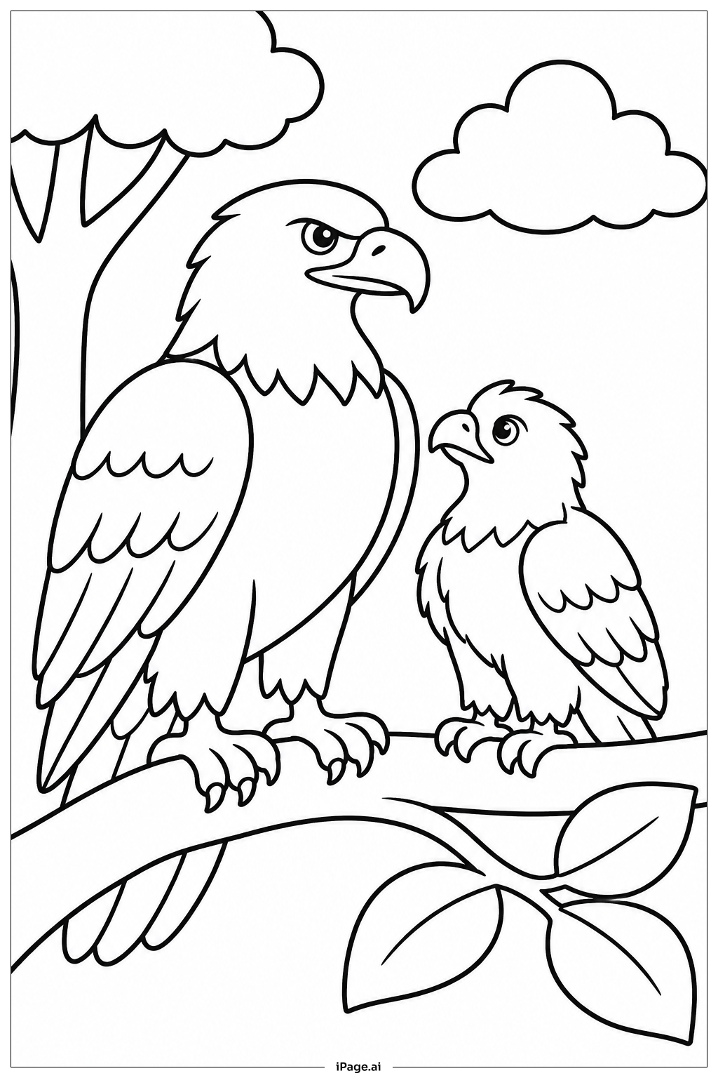 Adler mit Jungen Ausmalseite