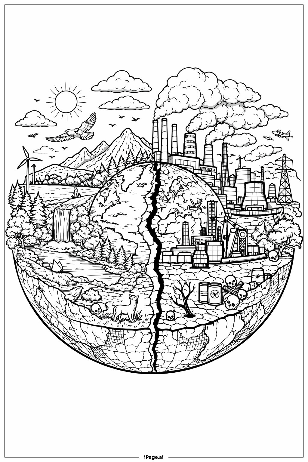  Earth Climate Change Contrast Coloring Page 