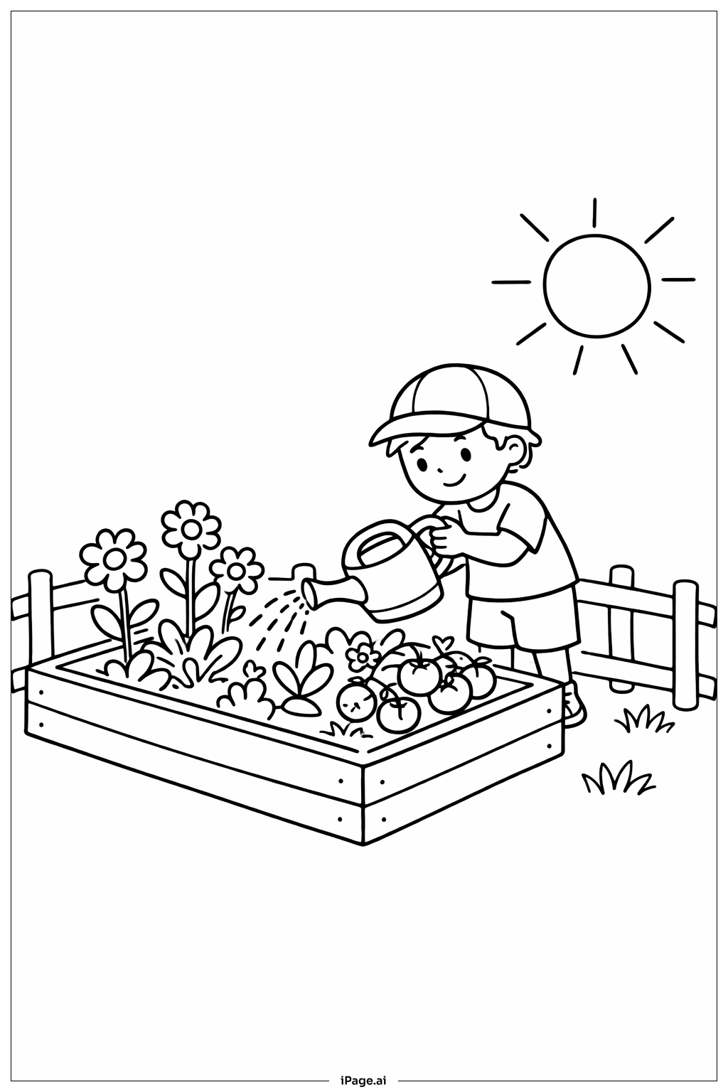  地球日社区花园填色页 