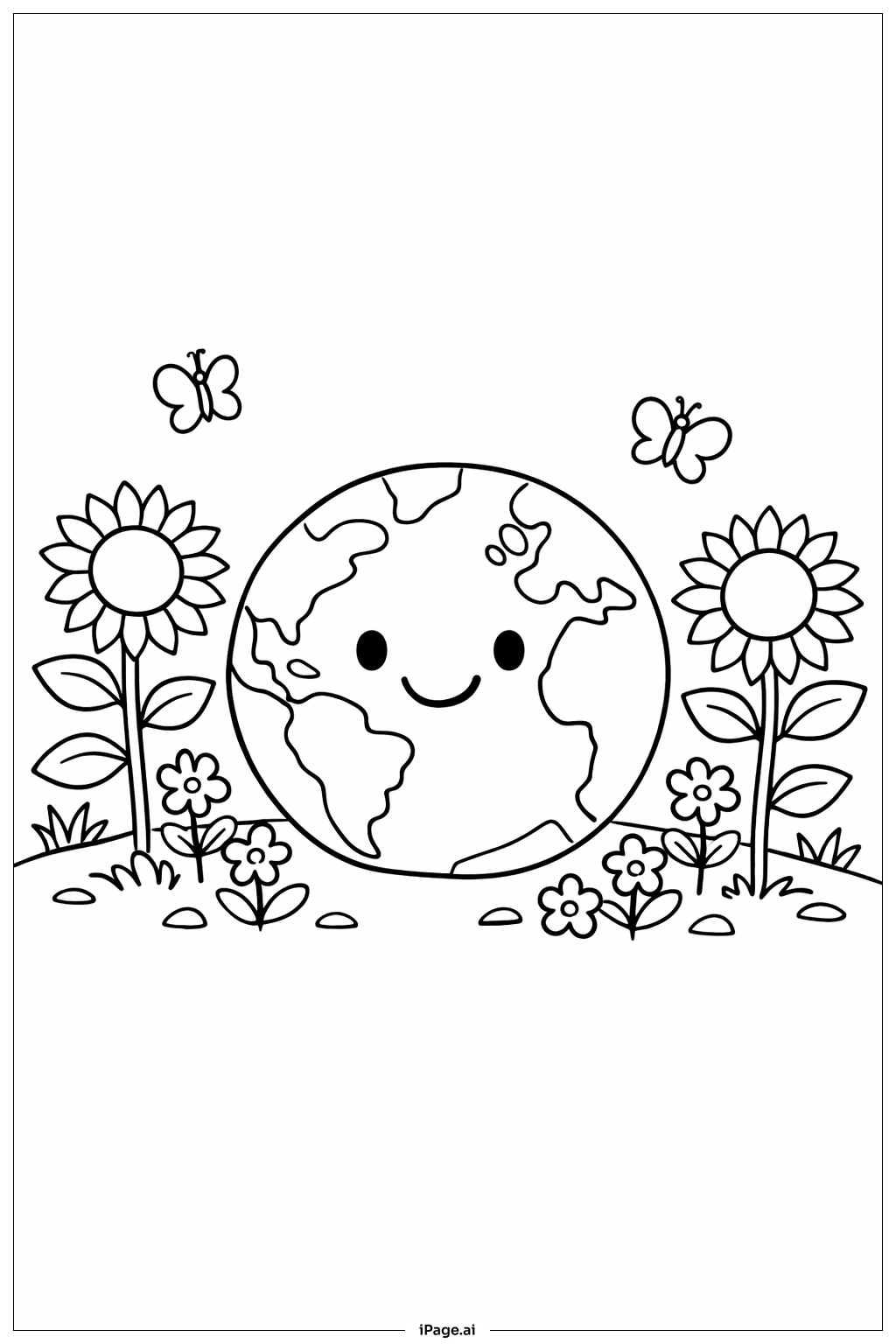  地球日花园地球仪填色页 