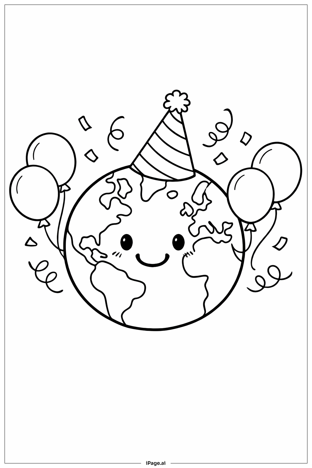 Página para colorear de Día de la Tierra Planeta Feliz