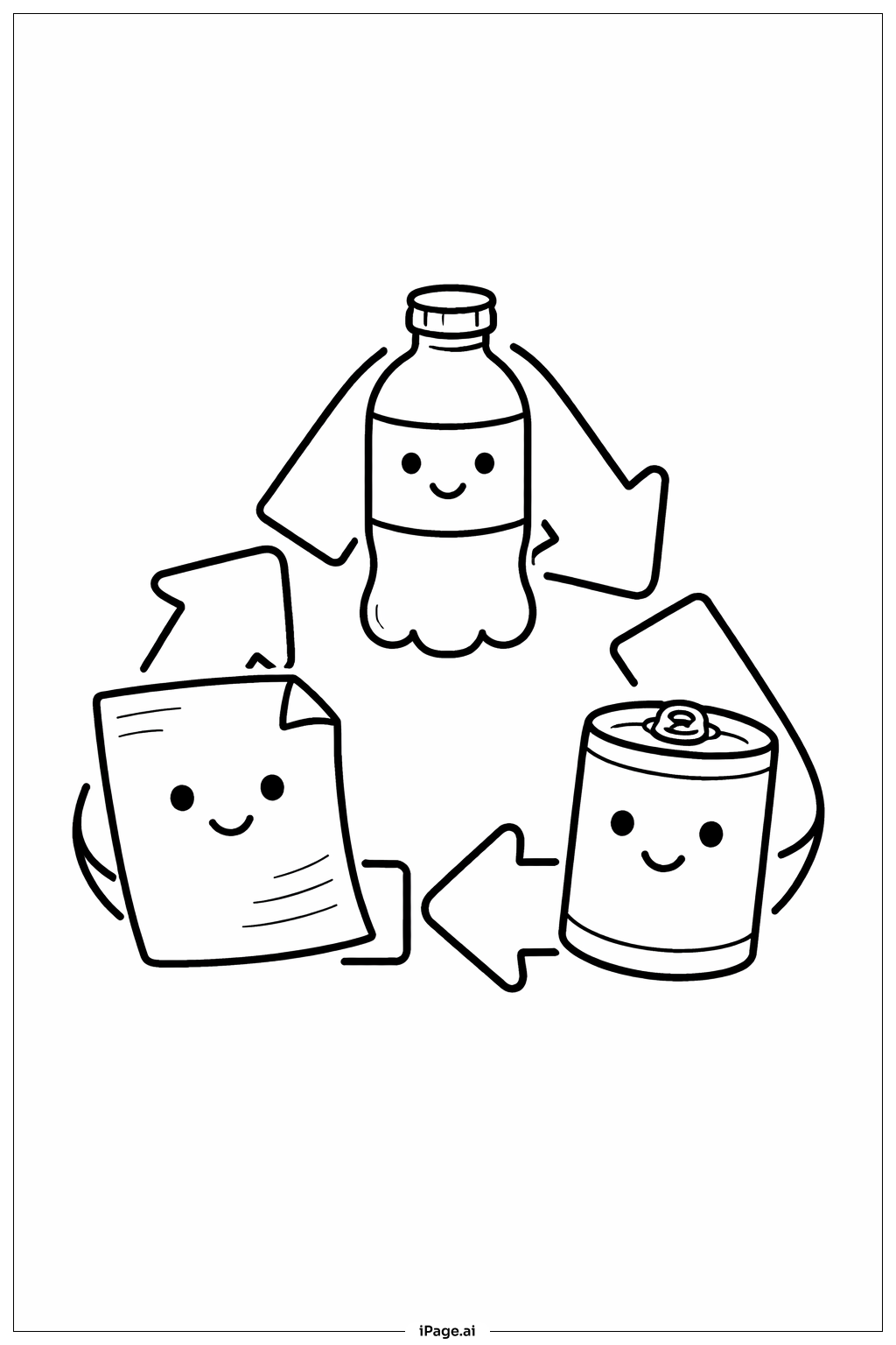  地球日回收微笑著色頁 