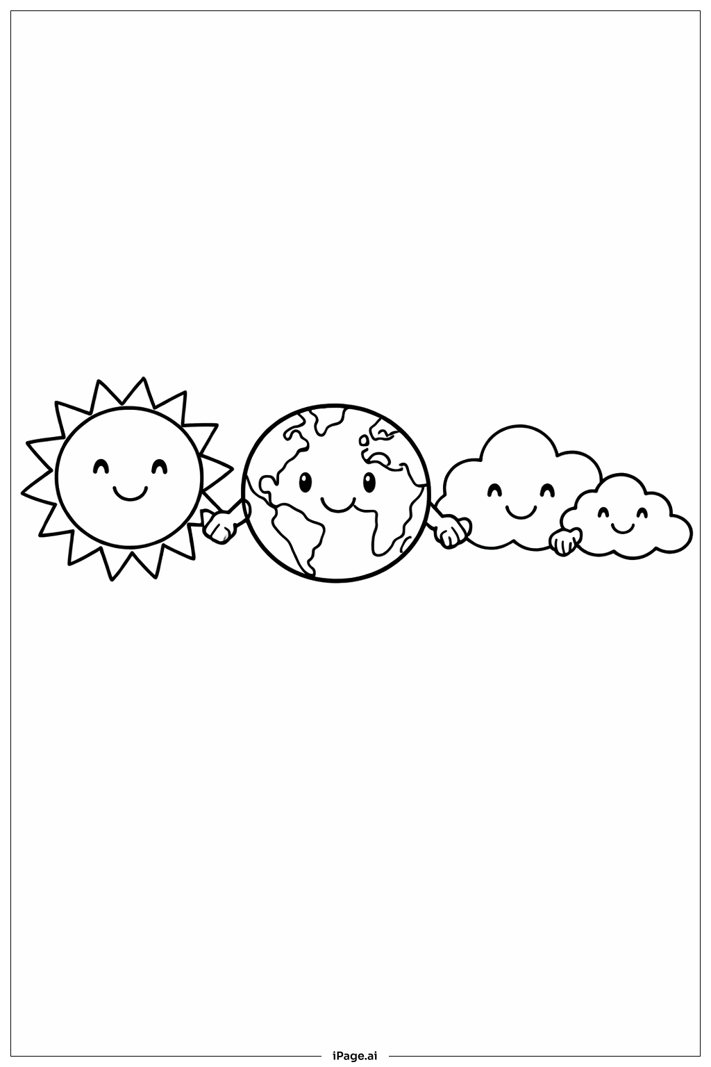  地球日太陽與地球著色頁 