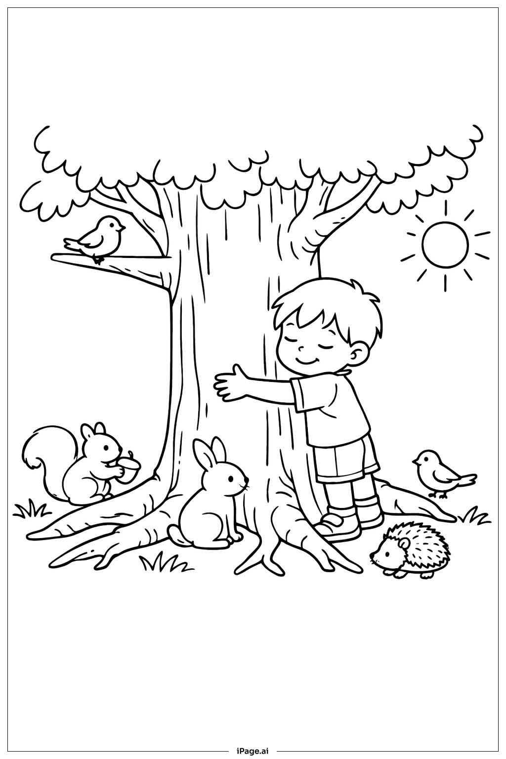  地球日拥树填色页 