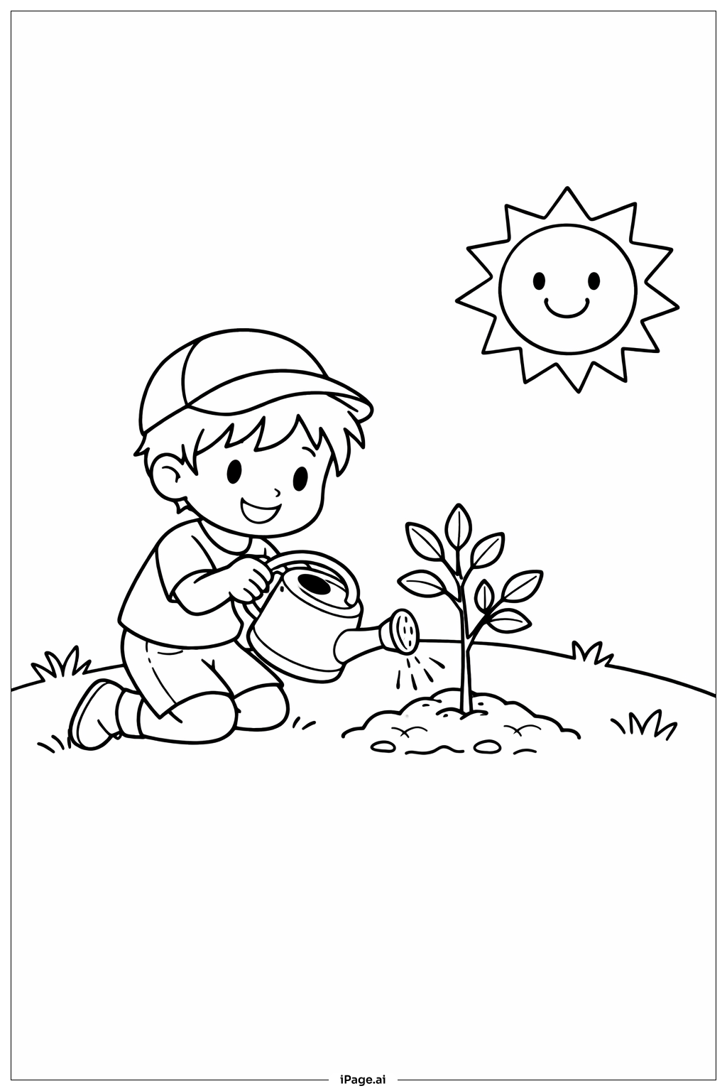 Página para colorir de Plantio de Árvores no Dia da Terra