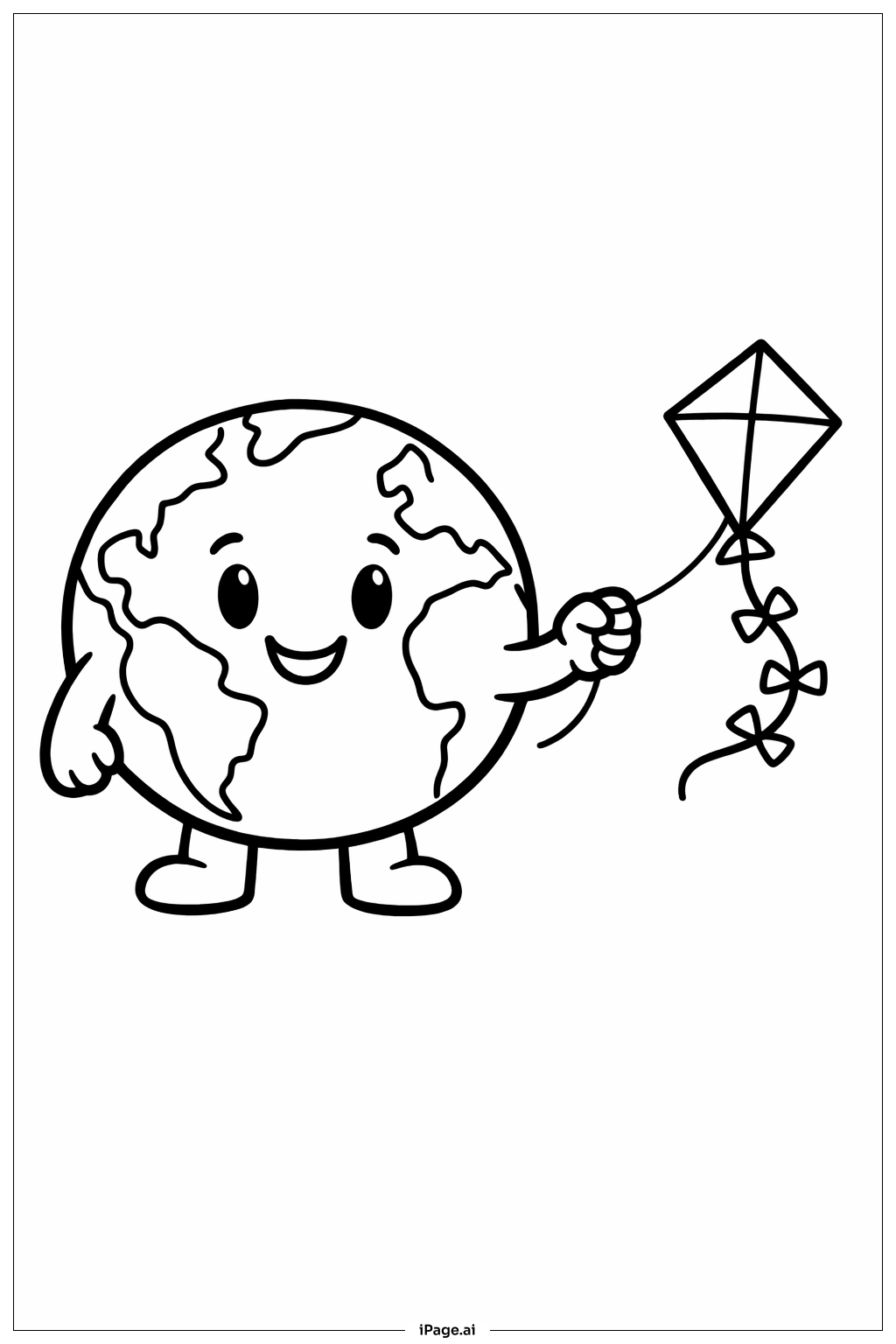  地球放风筝填色页 
